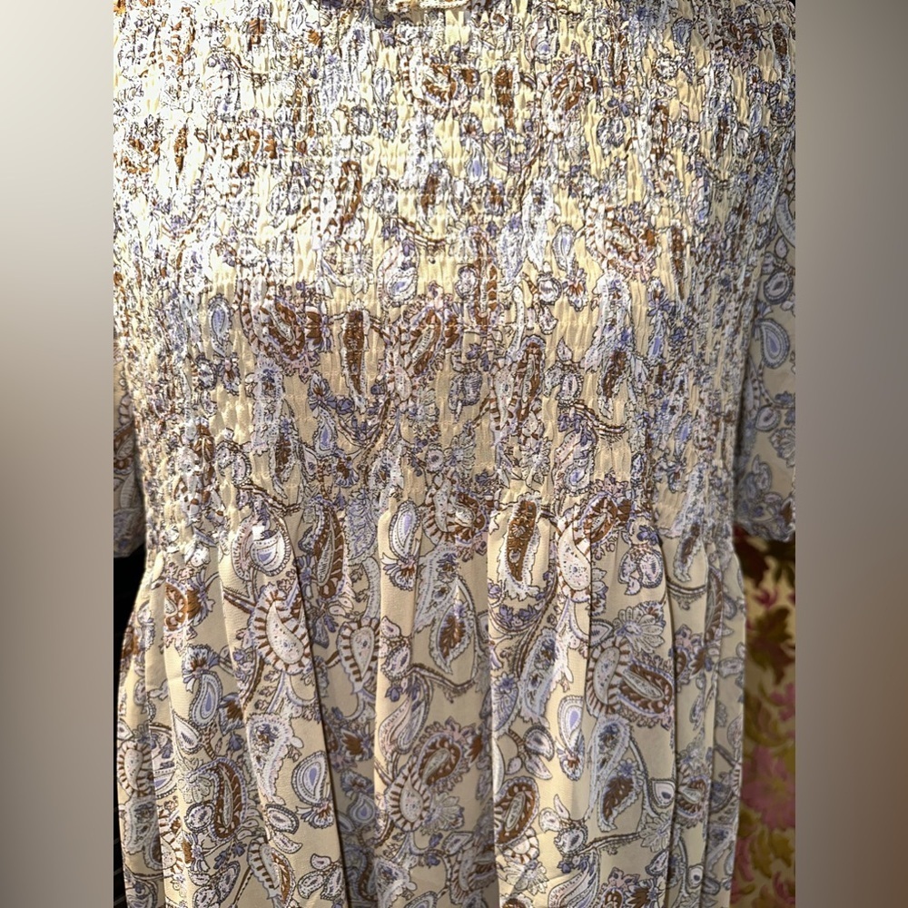 NWT DAVI & Dani  printed   flower Mock Neck Smocked Mini Dress Sz Large - Picture 4 of 9